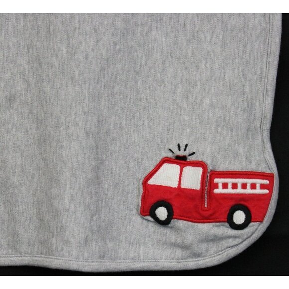 Carters Just 1 Yr Firetruck Baby Blanket Grey 28" x 28" Stroller Car Seat Swaddl - Picture 2 of 4
